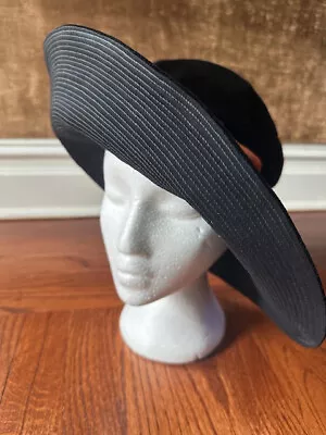 Vtg Schiaparelli Black Tilt Hat 50s Velvet Fashion • $70