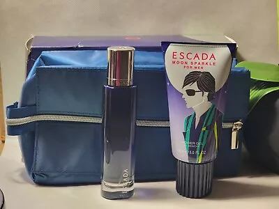 Escada MOON SPARKLE For Men 3 Pc Set: 1.6 Oz EDT Spray 5.0 Oz S/G & Bag NIB • $65.95