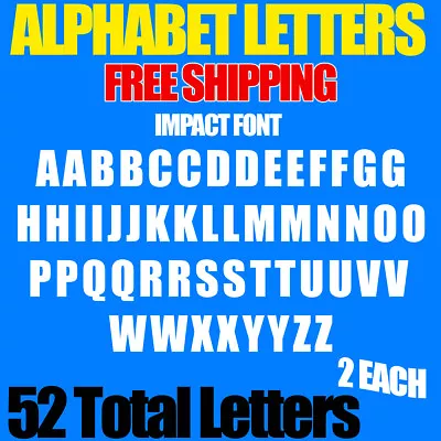 Alphabet Letters Decals IMPACT 1/2  3/4  1  Up To 5  Sizes FREE SHIP STICKERS • $4.95