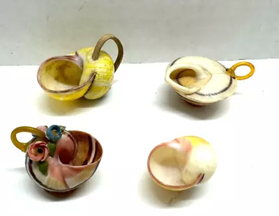 Set Of 4 Vintage Dollhouse Miniature REAL Sea Shell Teapot Pitcher Cup Beach • $19.99