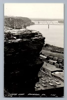 C.1940 RPPC LOVERS LEAP HANNIBALL MISSOURI TRAIN RR DEPOT BRIDGE Postcard P3 • $14.95