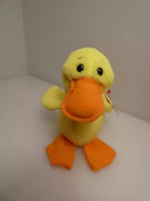 Ty Beanie Baby  Quackers The Yellow Duck  Wings PVC 1999 Retired Plush Toy • $3.99