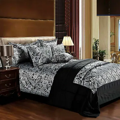 3 Piece Quilted Jacquard Bedspread Comforter Bed Throw Set Single Double & King • £49.35