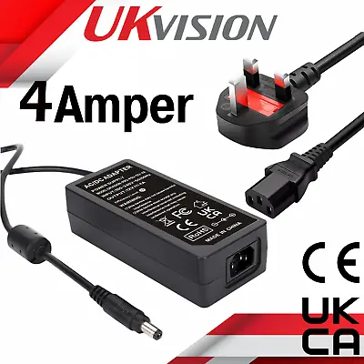 DC12V Power Supply With Kettle Lead Adapter Connector 3A/4A/5A/6A/7A/8A/10A UKCA • £8.99