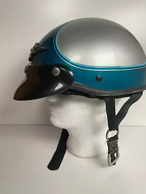 Vintage Harley Davidson Bell Motorcycle Helmet Medium Turquoise Blue • $149.99
