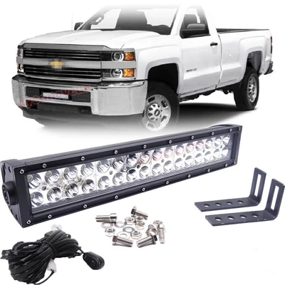 $82.99 • Buy For 15-2022 2023 GMC Sierra 2500HD 3500HD Bumper 96W LED Light Bar Combo + Wire