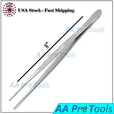 8  Tweezers - Non-Serrated Stainless Steel Dental Surgical Forceps DS-1442 • $7.20