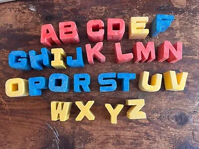 MATTEL 1971 TUFF STUFF BLOCKS Chunky Letters Complete Alphabet Lot Of 26 Vintage • $31.50