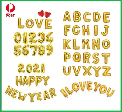 $1 • Buy 16inch Gold Foil Balloons Alphabet Letter Number Birthday Party Wedding Love