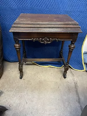 $119.20 • Buy Antique Rolling Wood Walnut Flip Open  Machine Typewriter Sewing Work Table