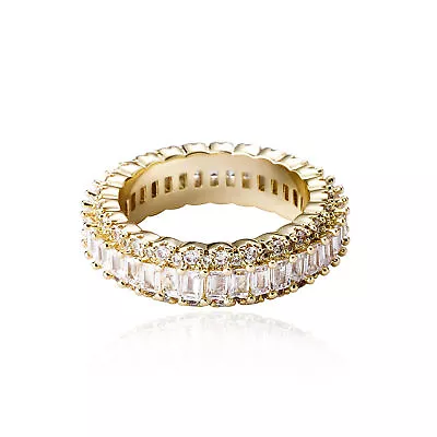 14K Gold Simplicity Moissanite Ring Geometric Hip Hop Wedding Birthday Gifts • $51.99