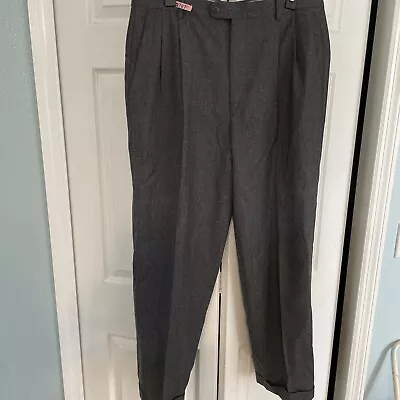 Zanella Pants Mens Size 34x30 Gray Dress Pants Slacks Pleated Formal Wool • $25