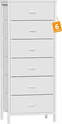 White Tall Dresser For BedroomVertical Storage Tower Unit And End Table With 6  • $102.88