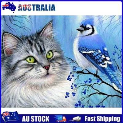$11.89 • Buy Cat Bird 5D DIY Full Round Drill Diamond Painting Home Hanging Canvas Decortaion