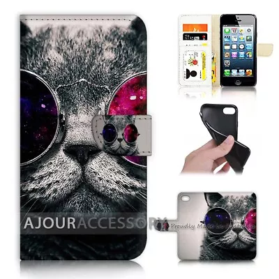 $12.99 • Buy ( For IPhone 7 Plus ) Wallet Flip Case Cover AJ40111 Cat With Glass