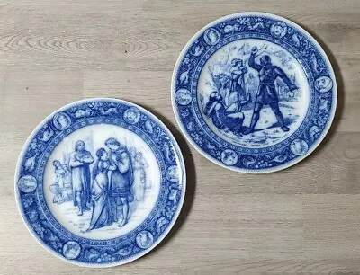 (2) Vintage Wedgwood Ivanhoe Transferware Dinner Plates 10.5  England Blue  • $39.99