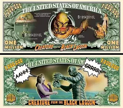 Creature Black Lagoon Million Dollar Bill Funny Money Novelty Note + FREE SLEEVE • $1.69