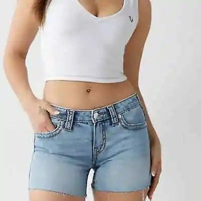 NWT True Religion Jayde Big T Raw Hem Short 28 • $55