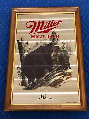 Vintage Miller High Life Beer Wis 1st Printing Wildlife Series Black Bear Mirror • $54.99