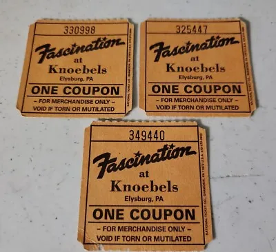 3 Lot Super Rare Vintage Knoebels Fascination Amusement Park Elysburg PA Tickets • $11.37