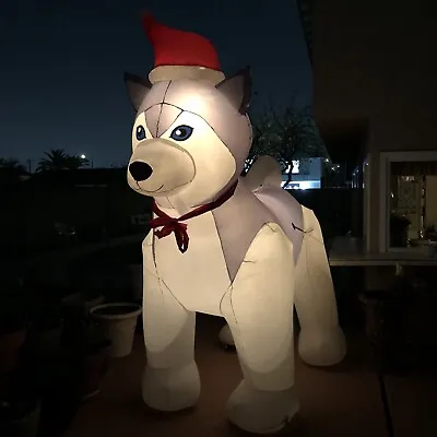 Christmas Airblown Inflatable 9’ Husky Dog Lawn Outdoor Decoration Holiday Light • $89.99