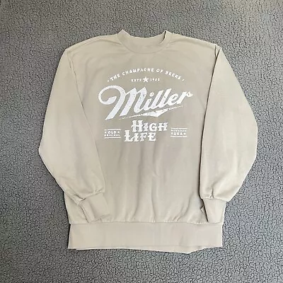 Miller High Life Beer Adult XL Pullover Sweatshirt Beige Graphic Milwaukee USA • $26.88