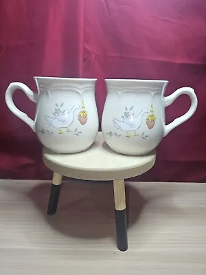 Pair Vintage International China Stoneware Marmalade Japan Goose Coffee Tea Cup • $15