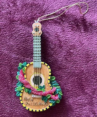 Hawaiian Christmas  Ornament Ukulele Hawaii Mele Kalikimaka 3.5” X 1.75” • $13.76