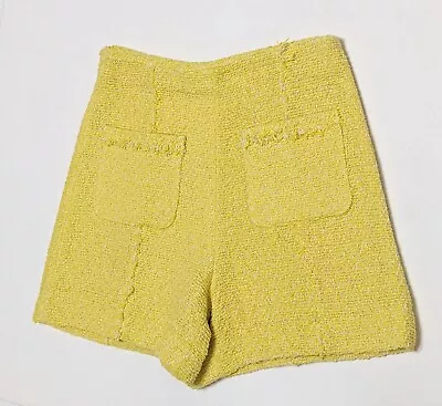 Zara High Rise Yellow Textured Tweed Shorts Size XS  • $55.99