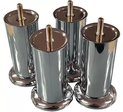 Chrome Furniture Legs/ Feet For Sofas Beds Chairs Stools Cabinet Glides M8. • £3.50