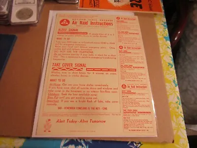 Vintage 1956 Civil Defense Air Raid Instructions Poster UNUSED • $15.99