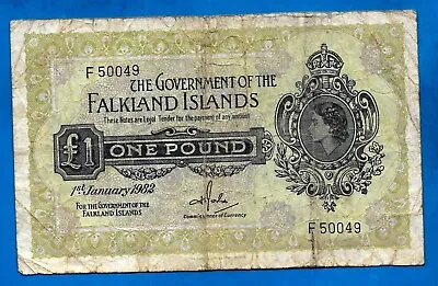 Falkland Islands BRITISH P8d 1 Pound QEII Sign H T Rowlands 1.1.1982 VF+ SCARC • £59.99