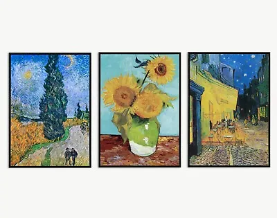 Van Gogh Set Of 3 Art Painting Living Room Print Poster Picture Portrait Gift UK • £5.99