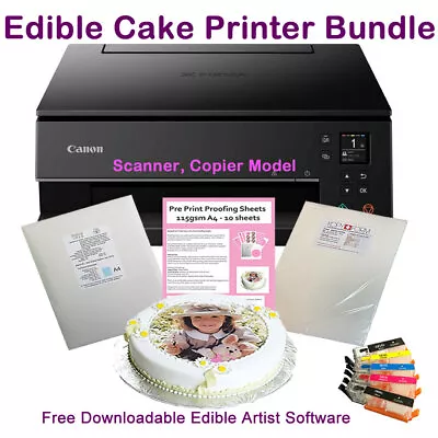 Edible Printer Kit Canon TS6350 Pre-filled Cartridges Icing Sheets & Wafer Paper • £219.98