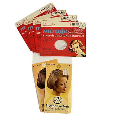 Vintage Lot 11 Hair Nets 7 Mirage Jac-O-Net #145 And 4 Goody Dark Brown Nylon • $15.43