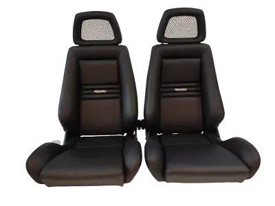 PAIR OF Used AUTHENTIC RECARO LX BLACK Leather Net Headrest Seats RACING CARS • $3804.50