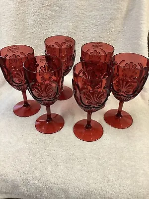 $59.99 • Buy Le Cadeaux Fleur Berry Red Wine Glass Polycarbonate Shatterproof New Set Of 6