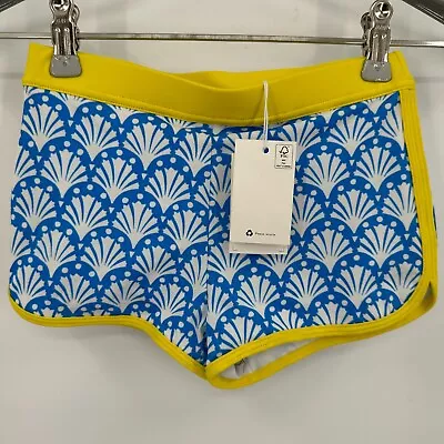 Mini Boden Girl's Swim Shorts Sz 7-8Y In Pool Blue/Yellow Geo Coral NWT Bottoms • $14.95