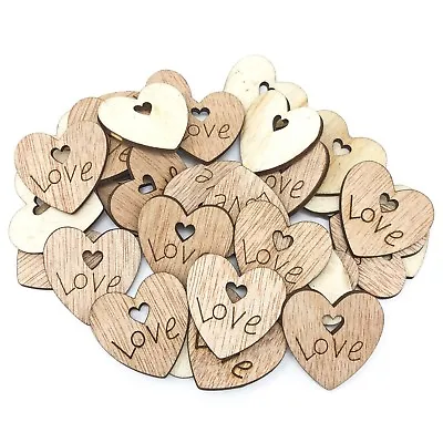 25mm Double Love Hearts Wooden Shabby Chic Craft Scrapbook Vintage Confetti • £42.89