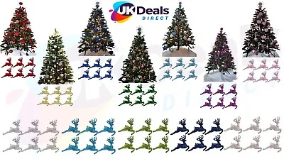 £5.50 • Buy 6pc REINDEER CHRISTMAS TREE DECORATION GLITTER ICICLES HANGING BAUBLE LARGE