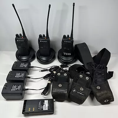 (3) Motorola HT750 UHF 403-470 MHz Radios W/ Batteries And Chargers • $299.95