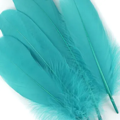 Aqua Goose Feathers 6-8  12 Pc Wedding Millinery Crafts Decoration • $6.99