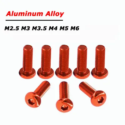 Aluminum Pan/Button Head Socket Cap Screw Alu Allen Bolt M2.5/3/3.5/4/5/6 Orange • $3.19