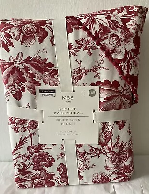 Marks And Spencer Etched  Evie Sateen Floral Super King Size Bedding Set Bnwt£69 • £45
