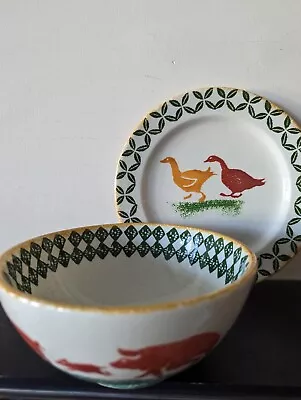 £12 • Buy Moorland Chelsea Works Burslem Pig And Duck Bowl And Side Plate 