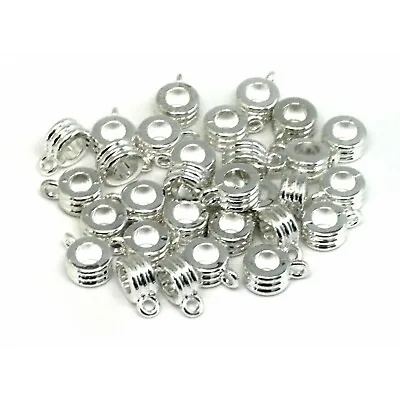 10 Bail Beads - Silver Plated - 12mm X 9mm - Charm/Pendant Hangers - 08725 • £3.79