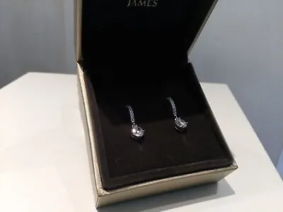 Warren James 925 Silver Cubic Zirconia Huggie Drop Earrings New Boxed. Stunning  • £19.98
