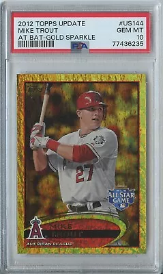 Mike Trout 2012 Topps Update Series #US144 At Bat Variation Gold Sparkle PSA 10 • $104.50