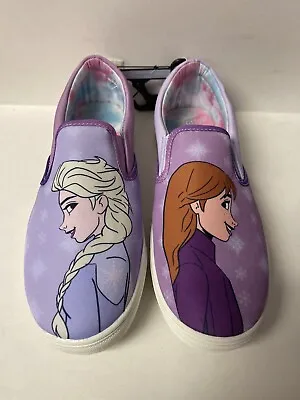 Disney Frozen ANNA & ELSA SHOES Slip-On Sneakers Loafers Flats Ground Up Size 2 • $14.95
