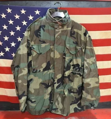 Us Army Woodland Camo M-65 Field Jacket Size Large Long • $29.99